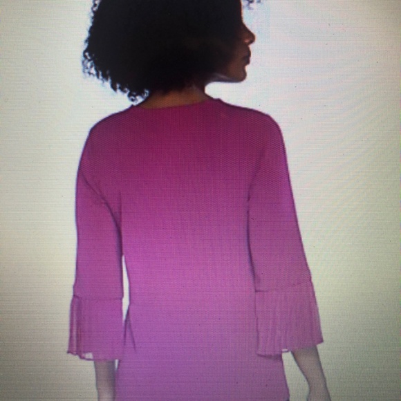 Susan Graver Liquid Knit Top with Pleated Chiffon Cuffs - Picture 5 of 6